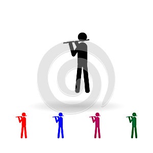 Flute player multi color icon. Simple glyph, flat vector of music icons for ui and ux, website or mobile application