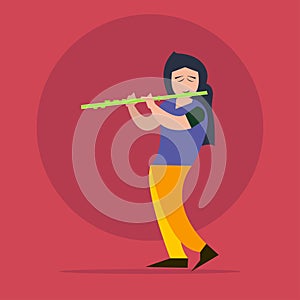 Flute player vector stock Illustration, Jazz Music Vector, flute instrument vector