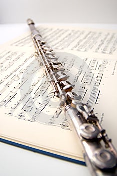 A flute on sheet music