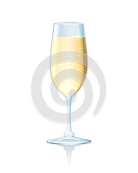 Flute of sparkling chilled champagne