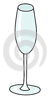 Flute sparkling wine and cocktail glass. Stylish hand-drawn doodle cartoon style gin colored vector illustration. For