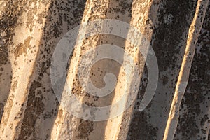 A fluted column in Ephesus Ancient City ruins. Close up view. Izmir, Turkey