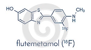 Flutemetamol 18F PET tracer molecule. Used to diagnose Alzheimer`s disease. Skeletal formula.