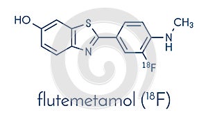 Flutemetamol 18F PET tracer molecule. Used to diagnose Alzheimer`s disease. Skeletal formula. photo