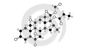 fluticasone propionate molecule, structural chemical formula, ball-and-stick model, isolated image topical steroids