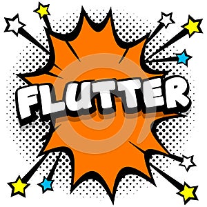 flutter Pop art comic speech bubbles book sound effects