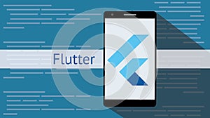 Flutter programming language with flat and long shadow