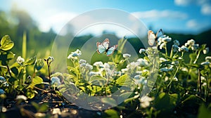 Fluttering Butterflies in Garden, Generative Ai