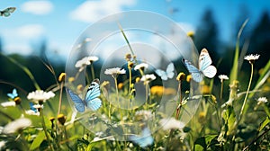 Fluttering Butterflies in Garden, Generative Ai