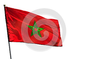 Fluttering Morocco flag on clear white background isolated