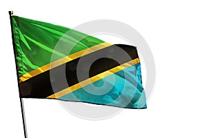 Fluttering Tanzania flag on clear white background isolated