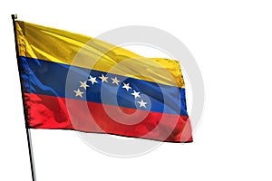 Fluttering Venezuela flag on clear white background isolated