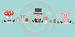 Fly Agaric Chimney Sweep And Pig Icons New Years Eve Turquoise