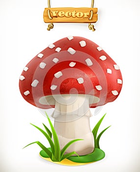 Fly agaric mushroom, vector icon