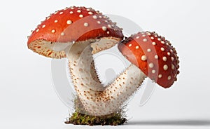 Fly Agaric Mushroom & x28;Amanita muscaria& x29;. on a white background