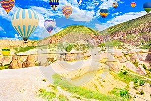 Fly of air balloons in Unique natural place - Cappadocia , Turkiye