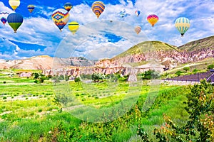 Fly of air balloons in Unique natural place - Cappadocia , Turkiye