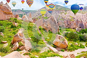 Fly of air balloons in Unique natural place - Cappadocia , Turkiye