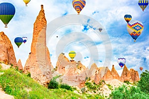 Fly of air balloons in Unique natural place - Cappadocia , Turkiye