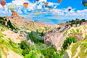 Fly of air balloons in Unique natural place - Cappadocia , Turkiye
