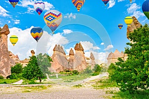 Fly of air balloons in Unique natural place - Cappadocia , Turkiye