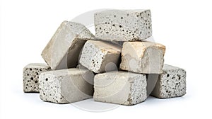 Fly Ash Bricks Isolated on White Background