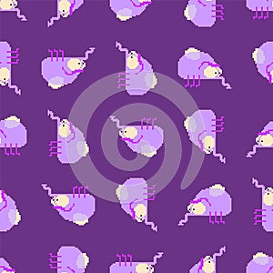 Fly bug pixel art pattern seamless. Flying insect 8 bit. Vector