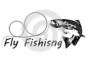 Fly fisherman fishing.graphic fly fishing.clip art black fishing on white background.