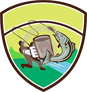 Fly Fisherman Mug Salmon Crest Retro