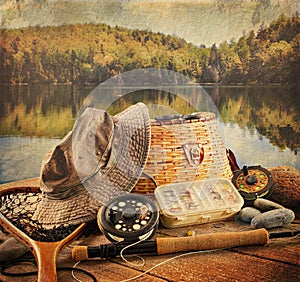 Fly fishing equipment with vintage look