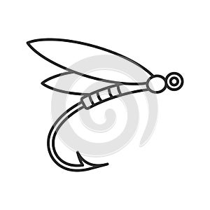 Fly fishing linear icon