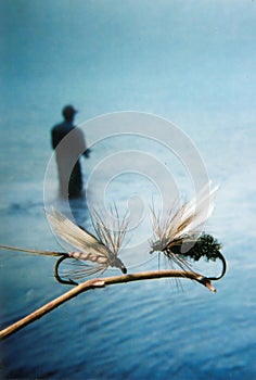 Fly fishing lures - flies with fisherman