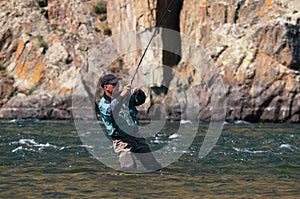 Fly fishing in Mongolia - grayling fish