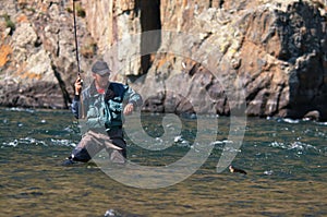 Fly fishing in Mongolia - grayling fish