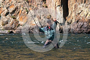 Fly fishing in Mongolia - grayling fish