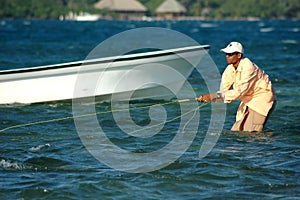 Fly fishing on a reef