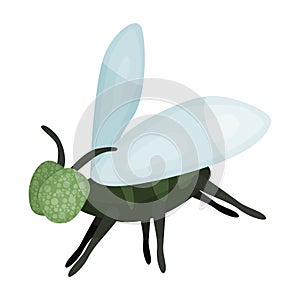 fly green insect. illustration flat style vector