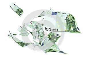 Fly Hundred euro banknotes