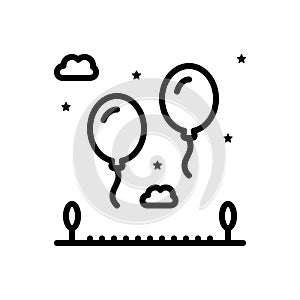 Black line icon for Fly, balloon and colorful