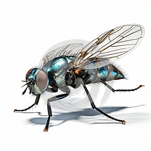 Realistic 3d Fly With Blue Legs On Transparent Background photo