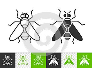 Fly insect simple black line vector icon