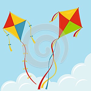 Fly Kite in Sky, vector