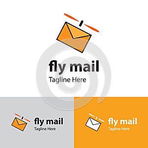 Fly Mail Logo Design Template-flying message.