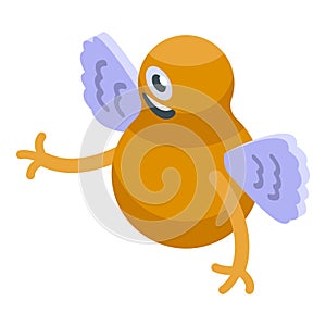 Fly orange monster icon isometric vector. Scary troll cute
