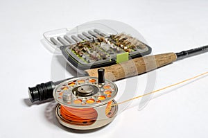 Fly rod and reel with flies