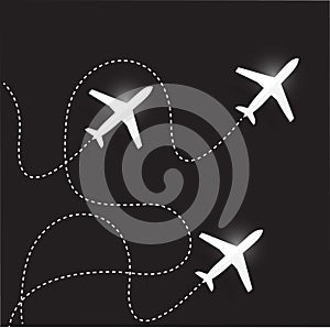 Fly routes and airplanes. illustration design