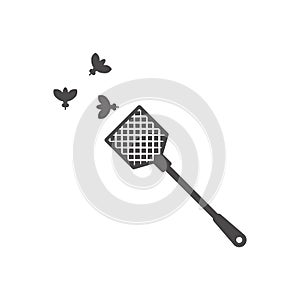 Fly swatter to kill flies and insects icon in flat style.Vector illustration.
