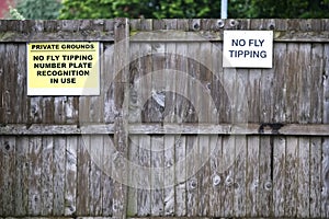 Fly tipping waste is monitored by council CCTV and an offence sign photo