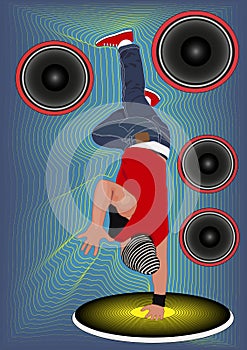 Flyer bboy shows freeze