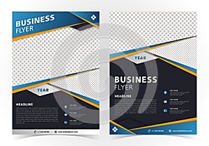Flyer brochure design for A4 size business cover template with Two Photo Space